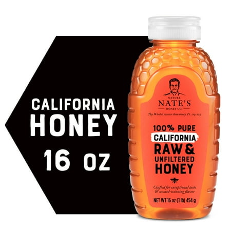 Nate's California Honey: 100% Pure, Raw, and Unfiltered Honey - 16 fl oz Gluten-Free Honey