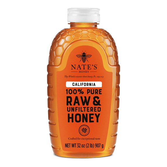 Nate's California Honey: 100% Pure, Raw and Unfiltered Honey - 32 fl oz Bottle