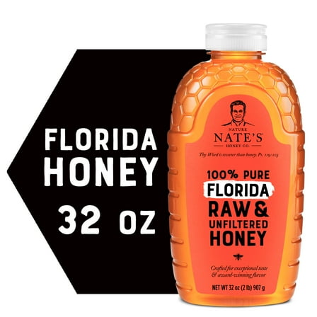 Nate's Florida Honey: 100% Pure, Raw and Unfiltered Honey - 32 fl oz Gluten-Free Honey