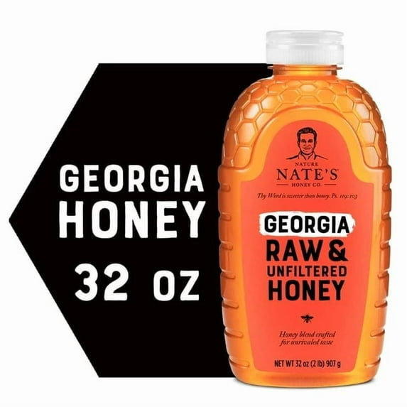 Nate's Georgia Honey: 100% Pure, Raw and Unfiltered Honey - 32 fl oz Gluten-Free Honey
