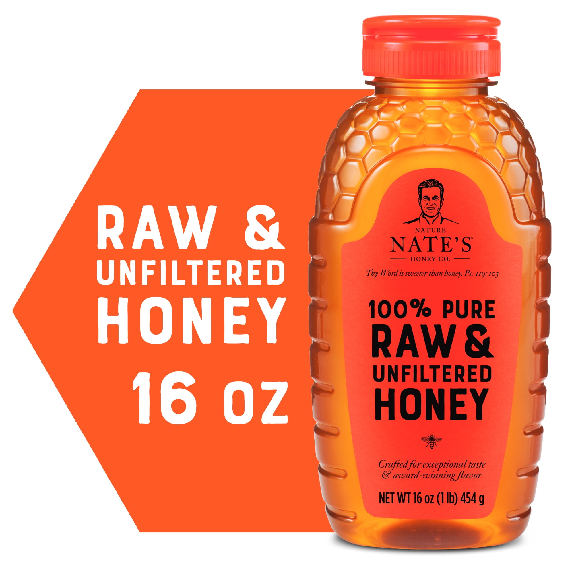 Nature Nate's Honey: 100% Pure, Raw and Unfiltered Honey - 16 fl oz Gluten-Free Honey