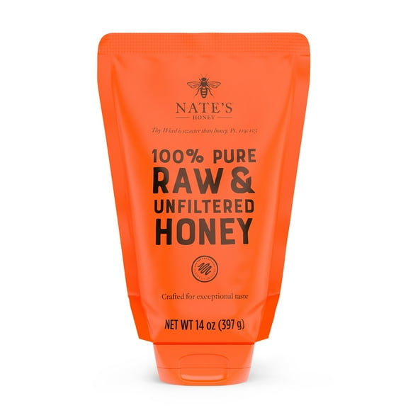 Nate's Honey: 100% Pure, Raw, and Unfiltered Honey Pouch - 14 fl oz Gluten-Free Honey