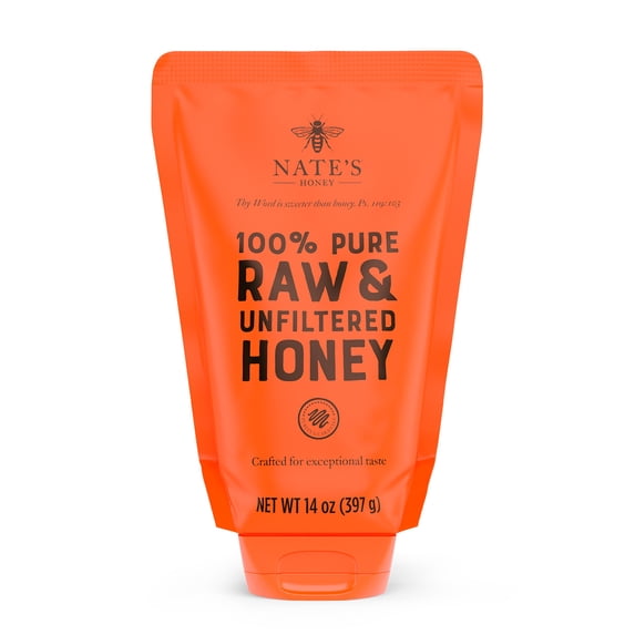 Nate's Honey: 100% Pure, Raw, and Unfiltered Honey Pouch - 14 fl oz Gluten-Free Honey
