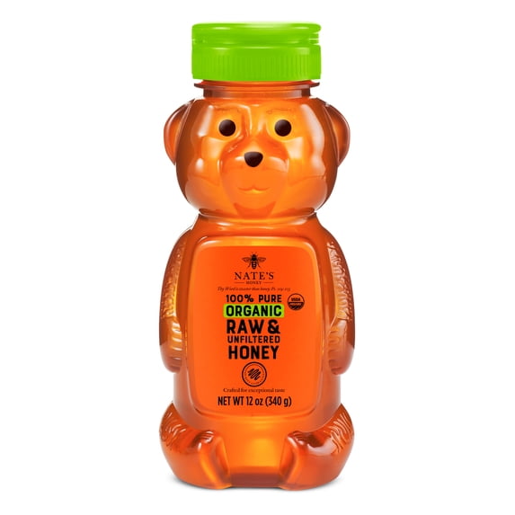 Nate's Organic Honey: 100% Pure, Raw & Unfiltered Honey - 12 fl oz Bottle