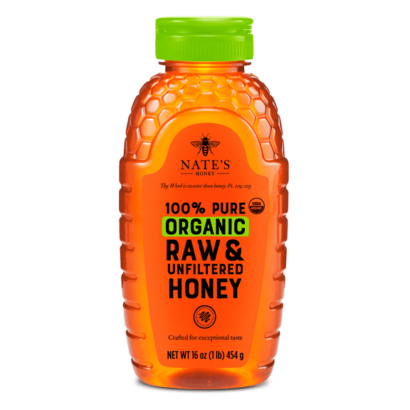 Nate's Organic Honey: 100% Pure, Raw and Unfiltered Honey - 16 fl oz Gluten-Free Honey