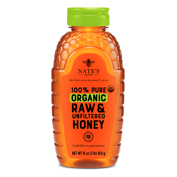Nate's Organic Honey: 100% Pure, Raw and Unfiltered Honey - 16 fl oz Bottle