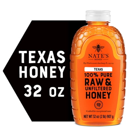 Nate's Texas Honey: 100% Pure, Raw and Unfiltered Honey - 32 fl oz Bottle