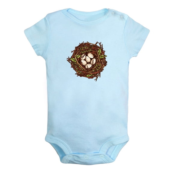Nature Nest Pattern Rompers For Babies, Newborn Baby Unisex Bodysuits, Infant Jumpsuits, Toddler 0-24 Months Kids One-Piece Oufits (Blue, 0-6 Months)