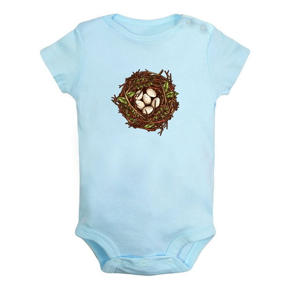 Nature Nest Pattern Rompers For Babies, Newborn Baby Unisex Bodysuits, Infant Jumpsuits, Toddler 0-24 Months Kids One-Piece Oufits (Blue, 12-18 Months)