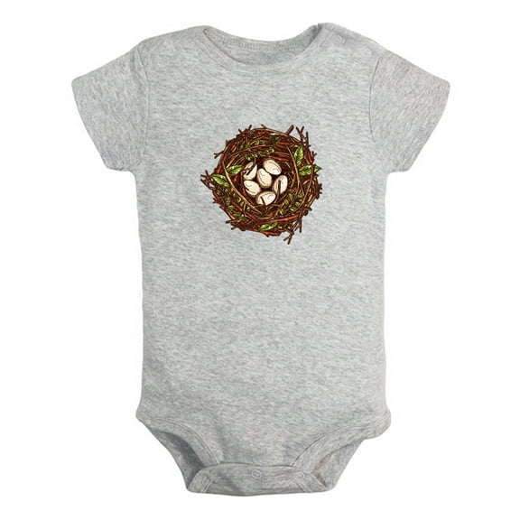Nature Nest Pattern Rompers For Babies, Newborn Baby Unisex Bodysuits, Infant Jumpsuits, Toddler 0-24 Months Kids One-Piece Oufits (Gray, 12-18 Months)