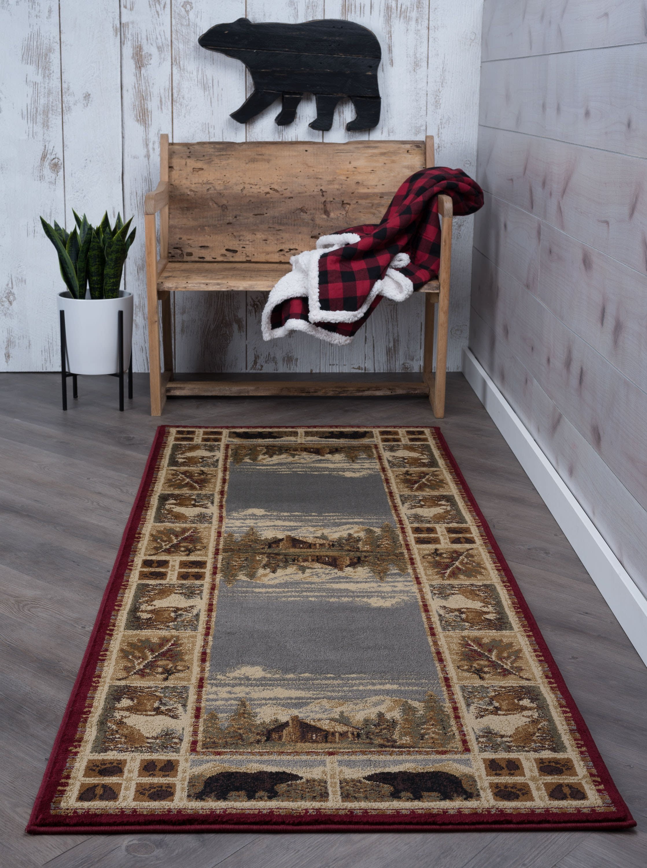 Nature Novelty 2.7' x 7' Red and Ivory Polypropylene Indoor Area Rug