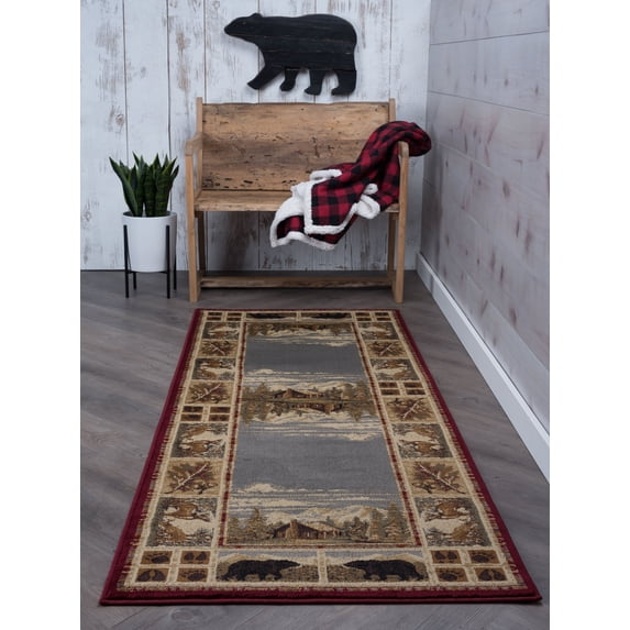 Nature Novelty 2.7' x 7' Red and Ivory Polypropylene Indoor Area Rug