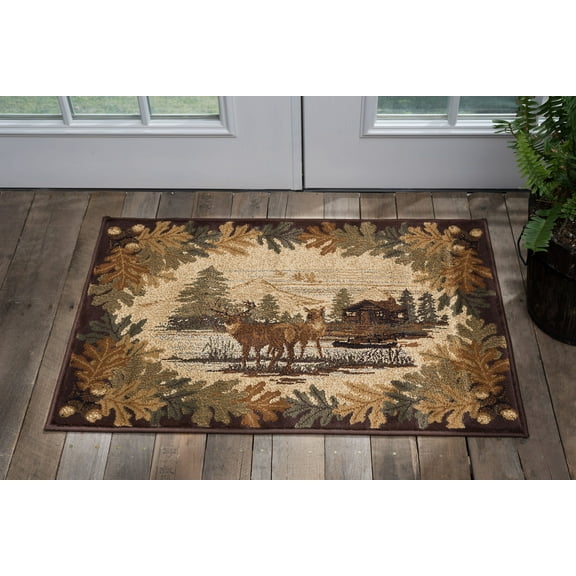 Nature Novelty 2' x 3' Brown and Beige Polypropylene Indoor Area Rug