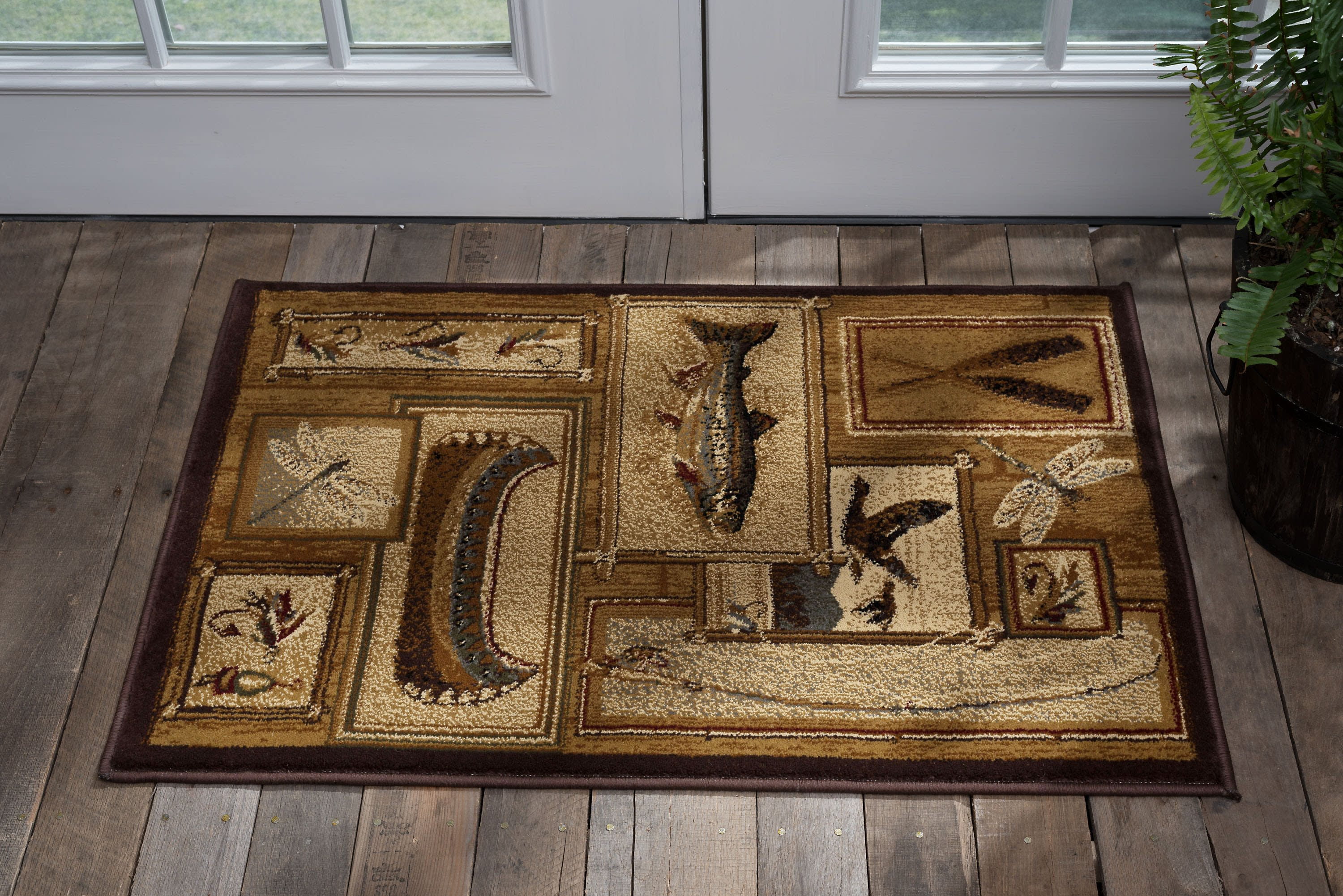 Nature Novelty 2' x 3' Ivory and Crimson Polypropylene Indoor Area Rug