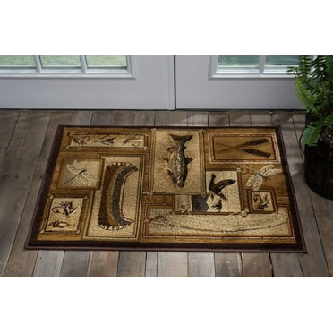 Nature Novelty 2' x 3' Ivory and Crimson Polypropylene Indoor Area Rug