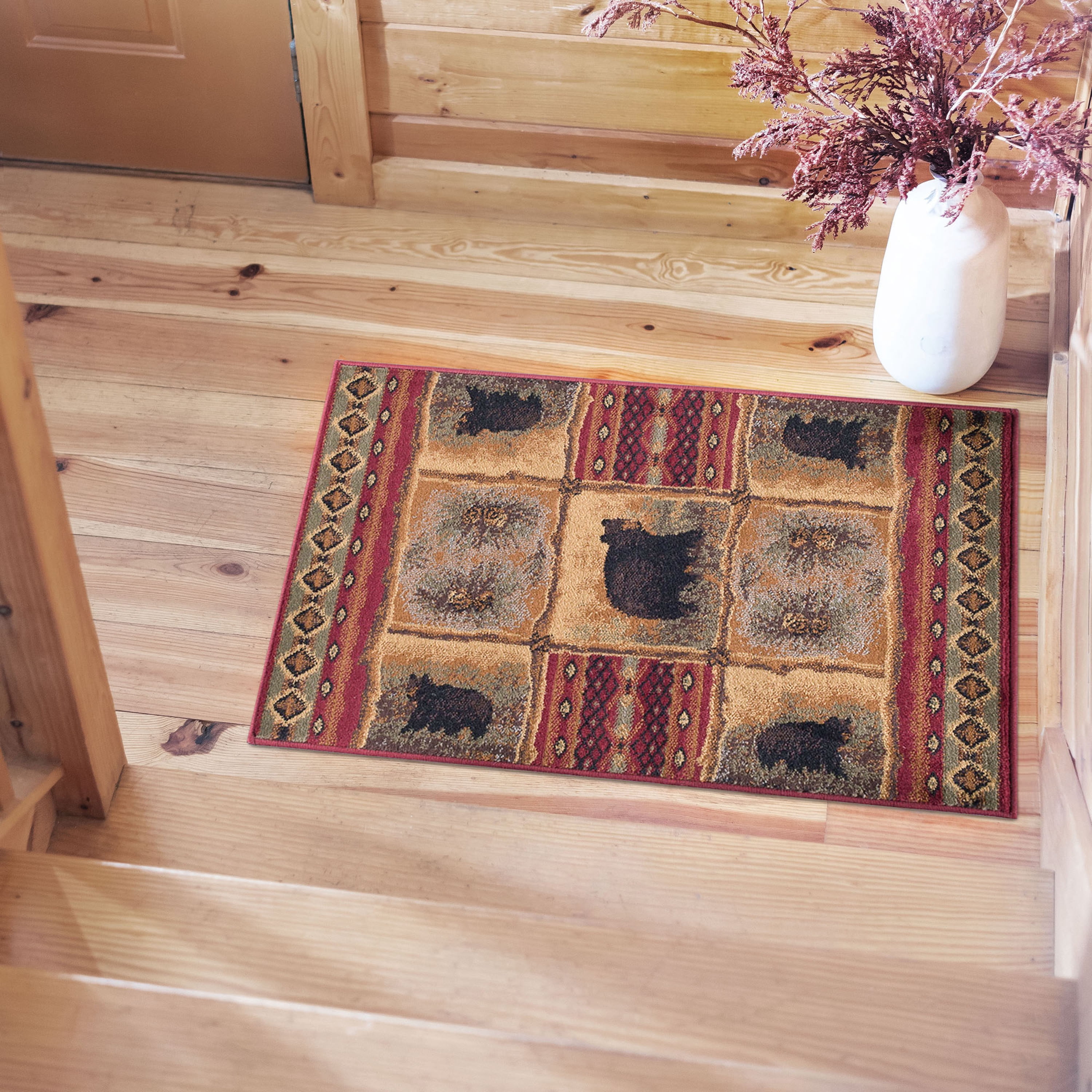 Nature Novelty 2' x 3' Red and Beige Polypropylene Indoor Area Rug