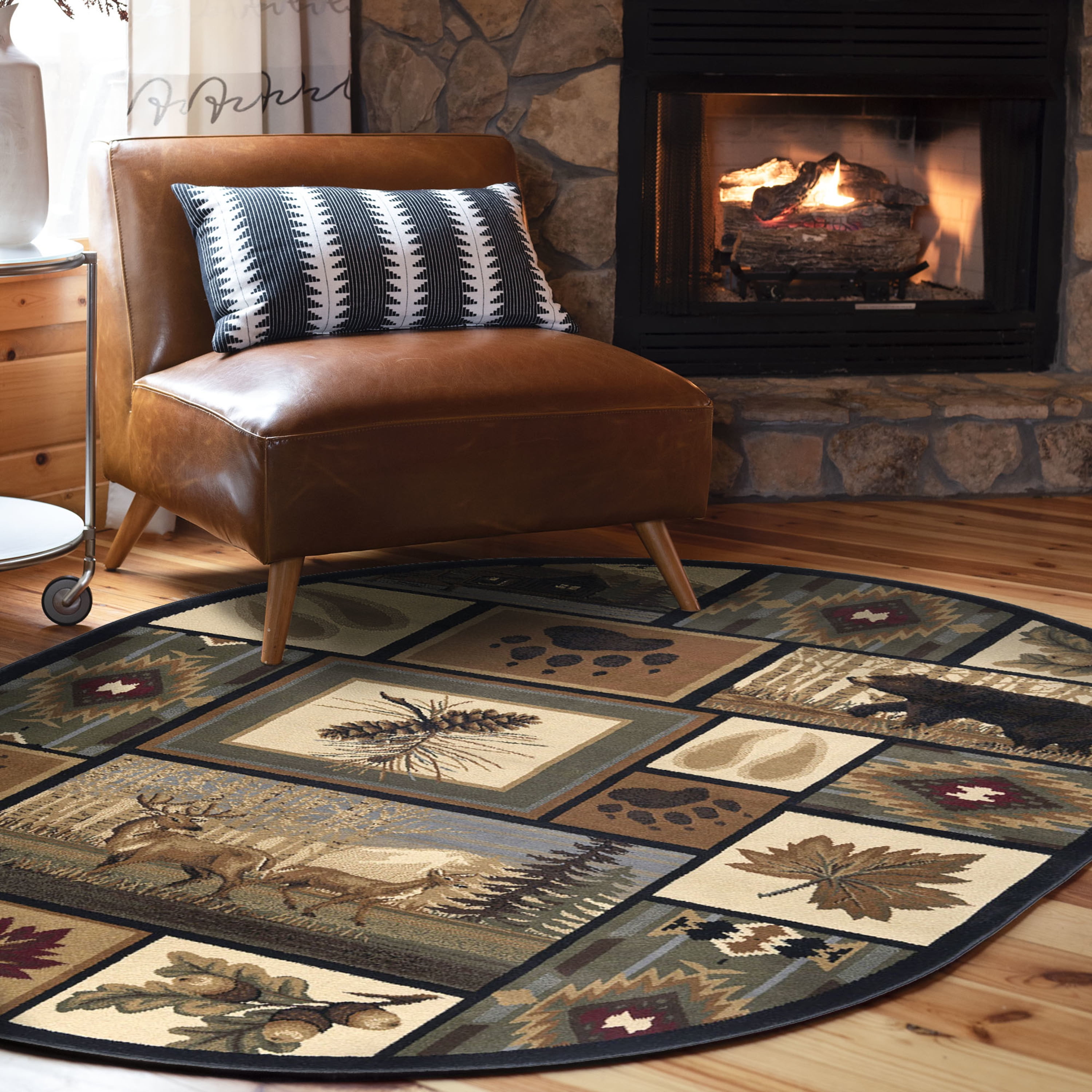 Nature Novelty 4' x 5' Oval Multi-Color Polypropylene Indoor Area Rug