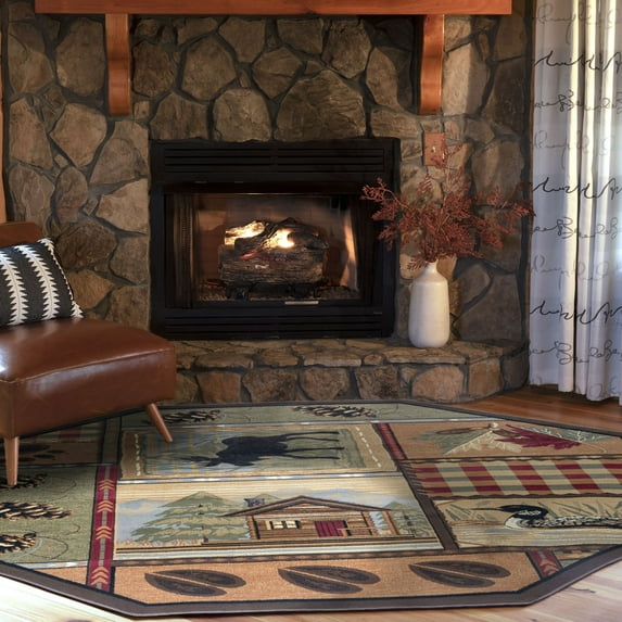 Nature Novelty 5' Octagon Multi-Color Polypropylene Indoor Area Rug