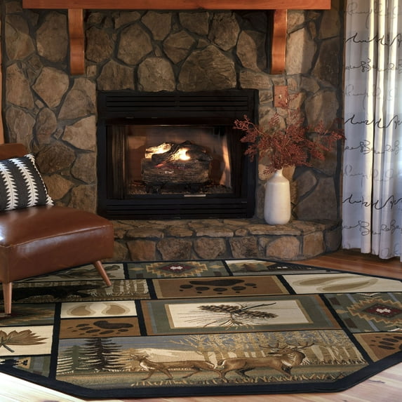 Nature Novelty 5' Octagon Multi-Color Polypropylene Indoor Area Rug