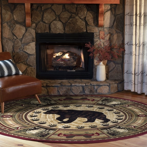 Nature Novelty 5' Round Brown and Beige Polypropylene Indoor Area Rug