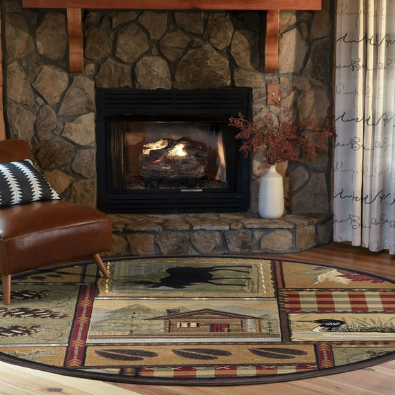 Nature Novelty 5' Round Multi-Color Polypropylene Indoor Area Rug
