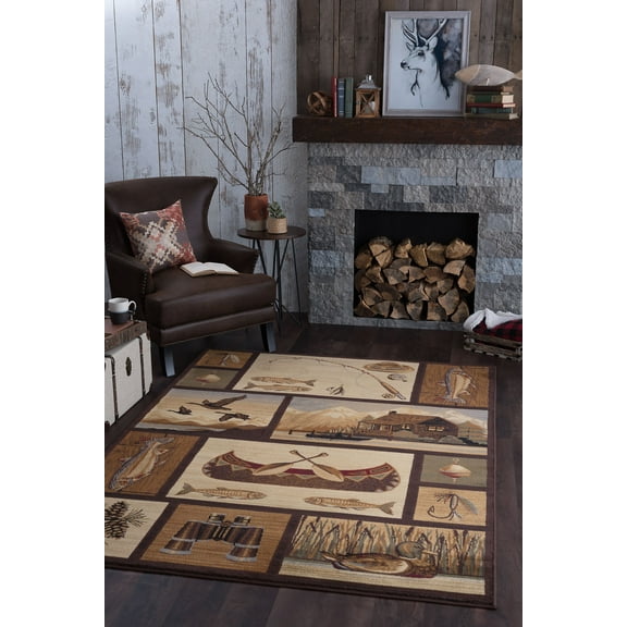 Nature Novelty 5' x 7' Brown and Beige Polypropylene Indoor Area Rug