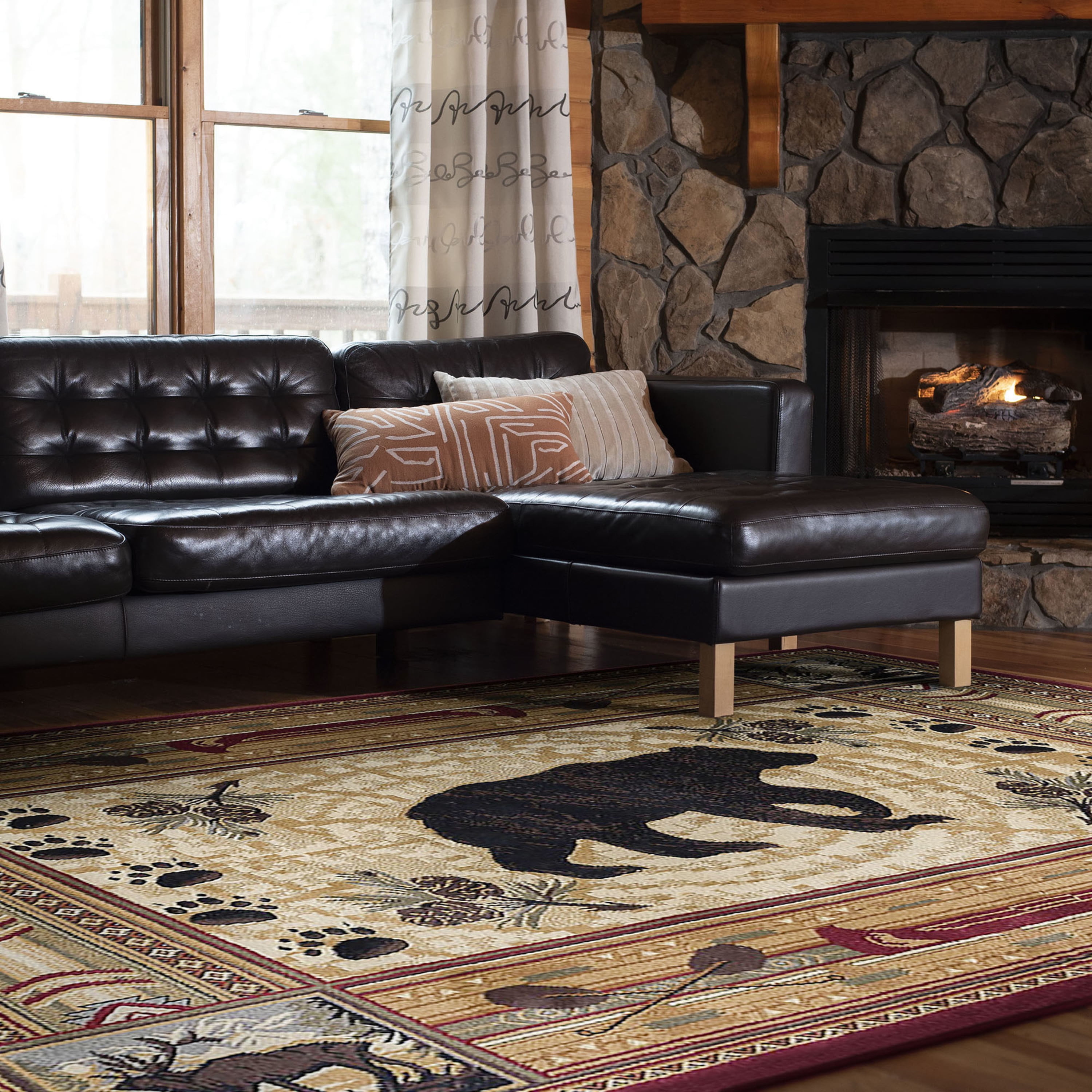 Nature Novelty 5' x 7' Brown and Beige Polypropylene Indoor Area Rug