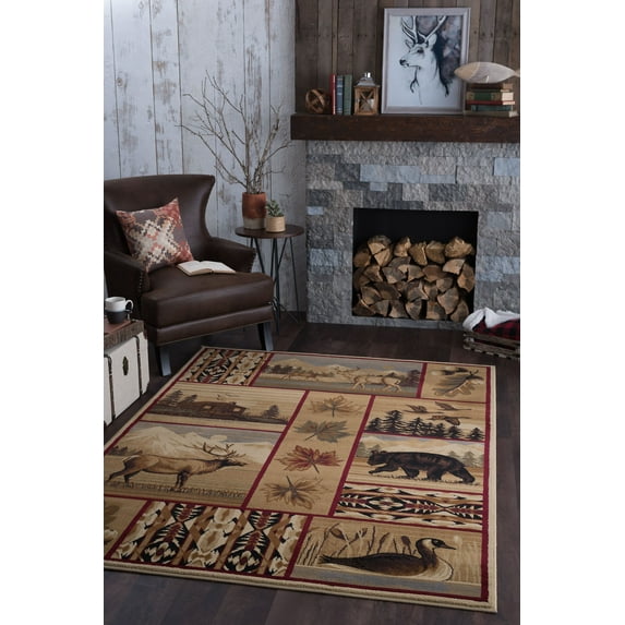 Nature Novelty 5' x 7' Multi-Color Polypropylene Indoor Area Rug