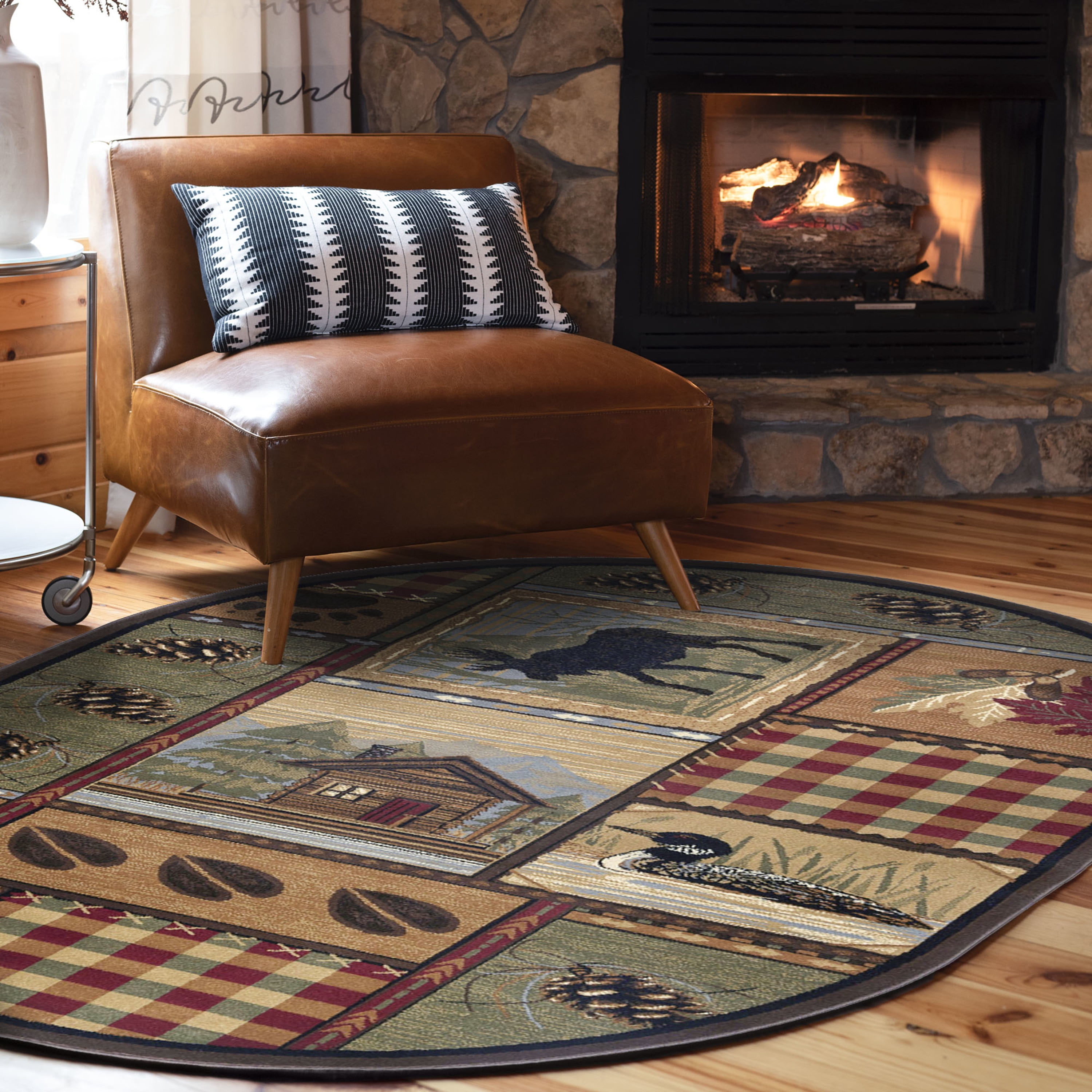 Nature Novelty 5' x 7' Oval Multi-Color Polypropylene Indoor Area Rug