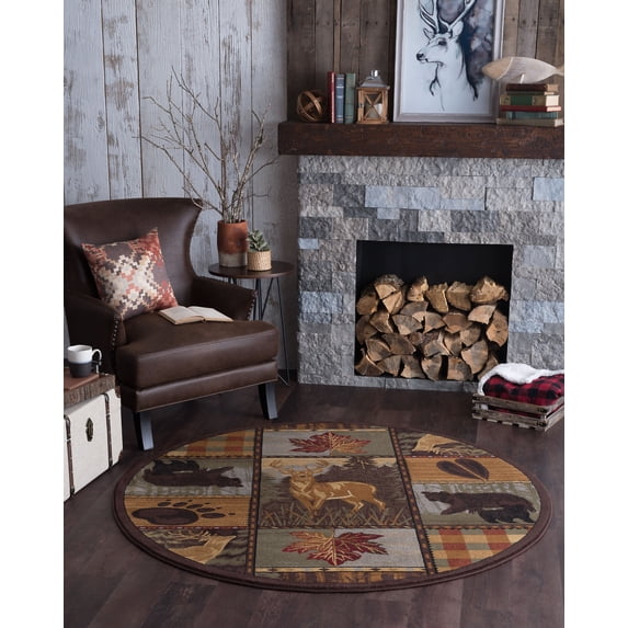 Nature Novelty 8' Round Multi-Color Polypropylene Indoor Area Rug