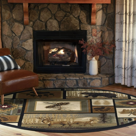 Nature Novelty 8' Round Multi-Color Polypropylene Indoor Area Rug