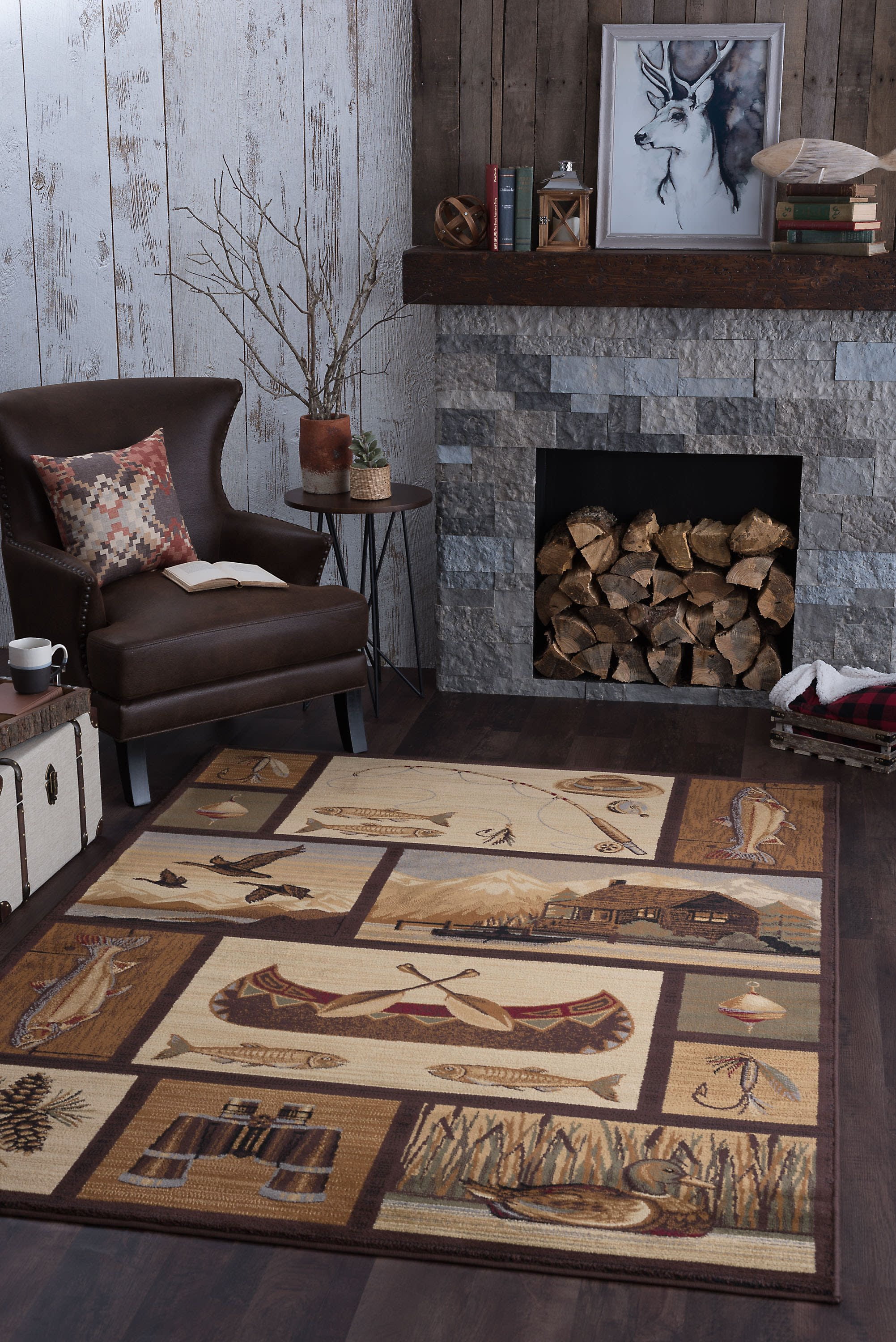 Nature Novelty 8' x 10' Brown and Beige Polypropylene Indoor Area Rug