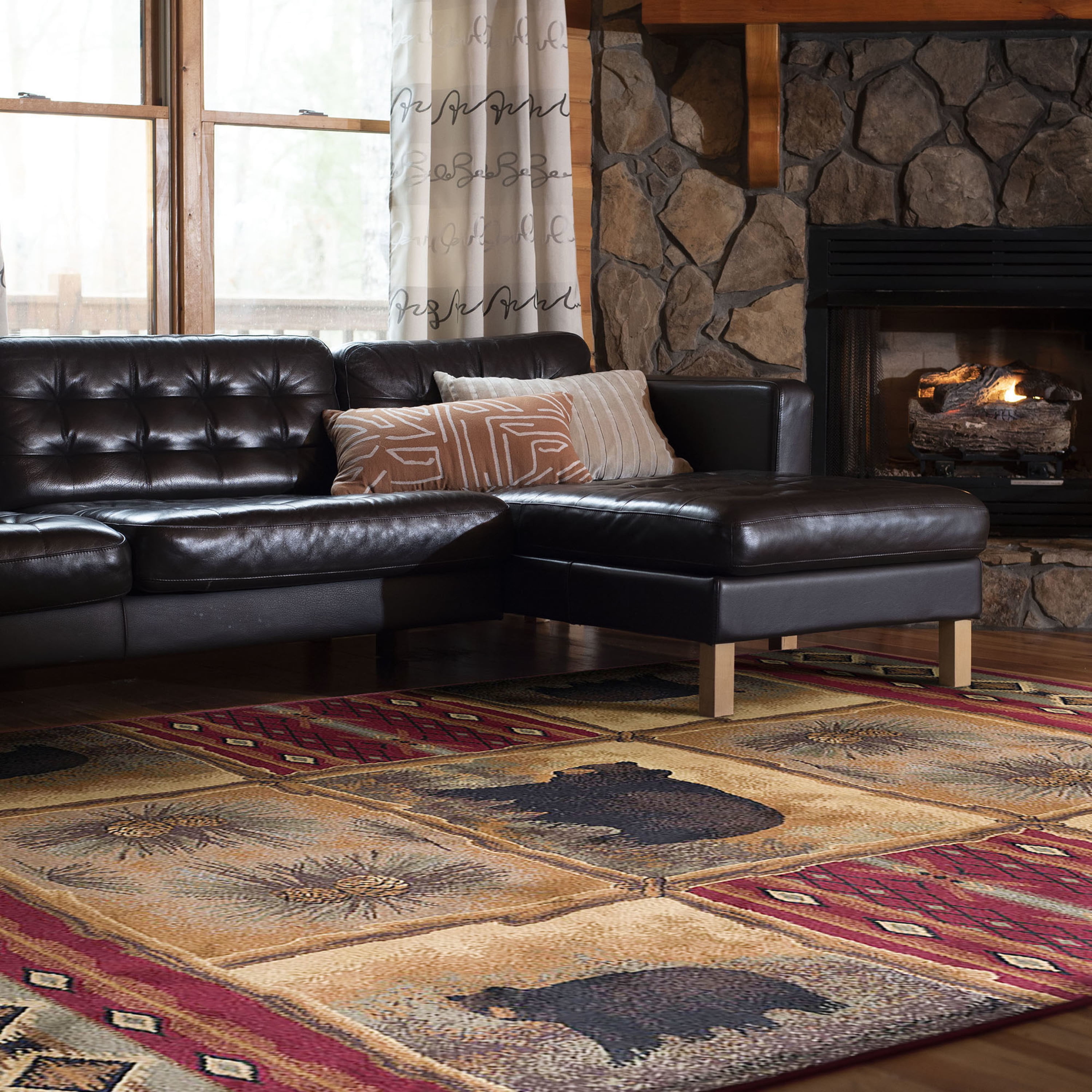 Nature Novelty 9' x 12' Red and Beige Polypropylene Indoor Area Rug