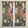 Reg Pock Nature Orange & Red Floral Curtains, Rod Pocket, Bedroom, 52 x 63 in ...
