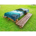 thumbnail image 1 of Nature Outdoor Tablecloth, Flowing River Rapids Cloudy Snowy Mountain Forest Trees Wildlife Theme, Decorative Washable Fabric Picnic Tablecloth, 58 X 120 Inches, Blue Green White Gray, by Ambesonne, 1 of 2