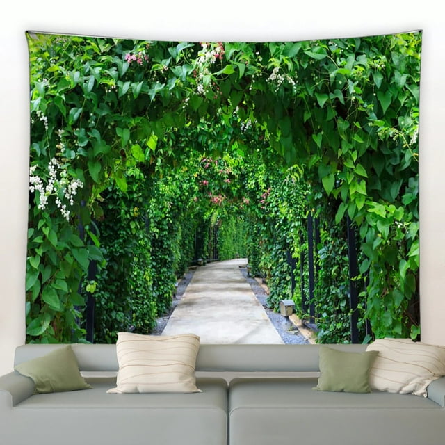 Nature Park Landscape Tapestry Green Plant Leaves Archway Spring ...