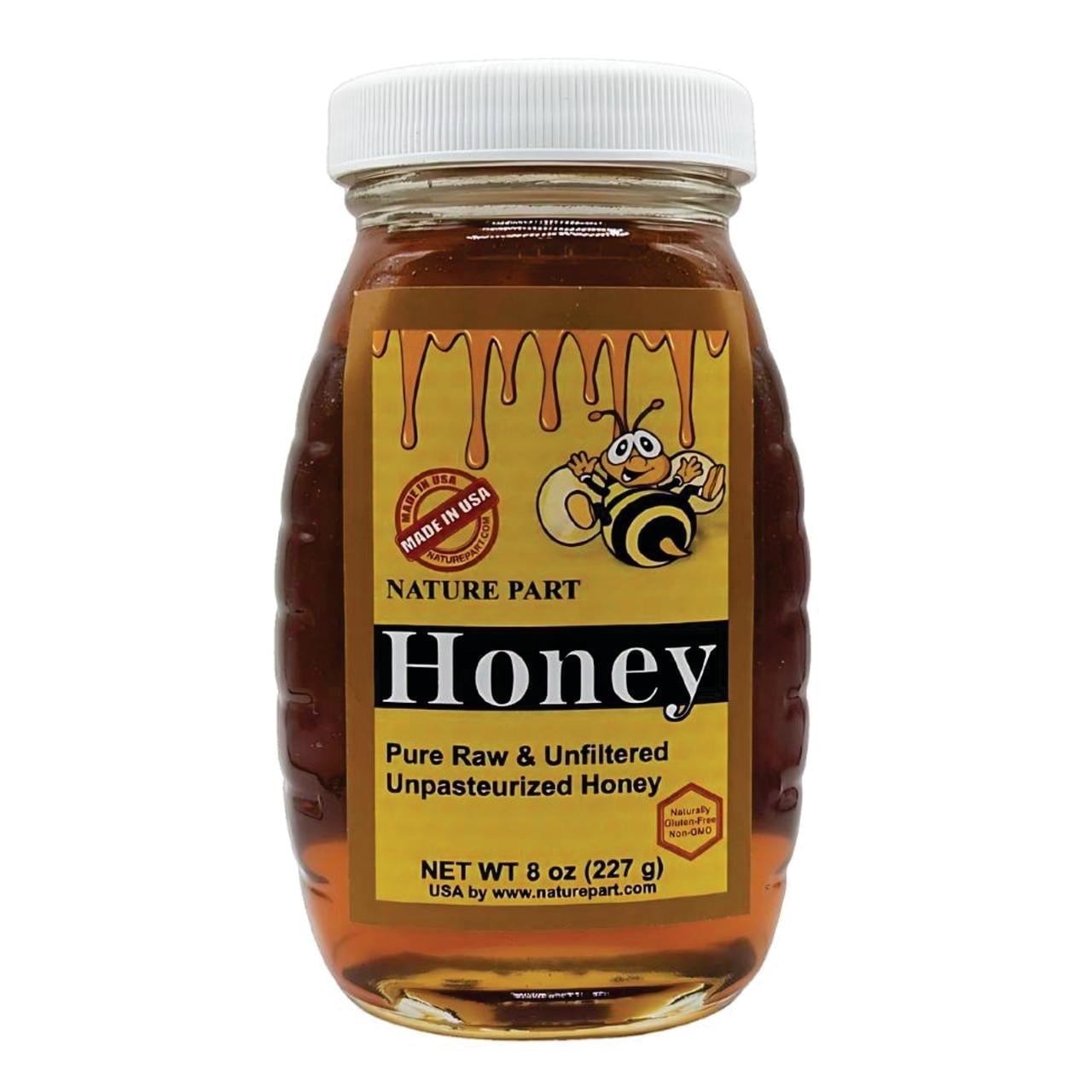 Nature Part 100% Pure, Raw and Unfiltered Honey 8 oz Glass Jar ...