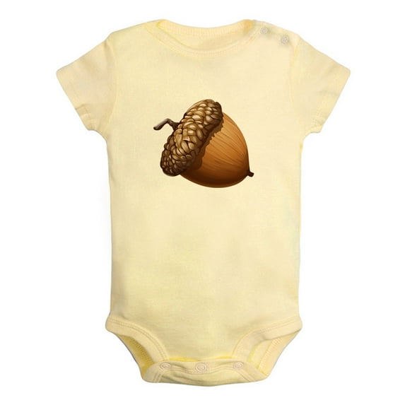 Nature Pattern Acorn Rompers For Babies, Newborn Baby Unisex Bodysuits, Infant Jumpsuits, Toddler 0-24 Months Kids One-Piece Oufits (Yellow, 0-6 Months)