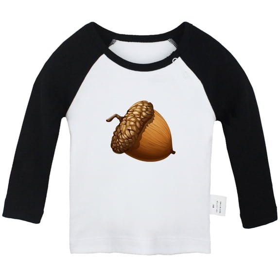 Nature Pattern Acorn T shirt For Baby, Newborn Babies T-shirts, Infant Tops, 0-24M Kids Graphic Tees Clothing (Long Black Raglan T-shirt, 0-6 Months)