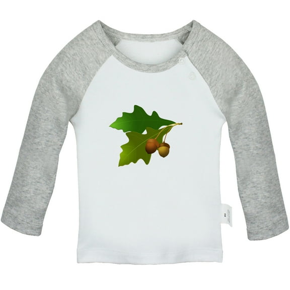 Nature Pattern Acorn T shirt For Baby, Newborn Babies T-shirts, Infant Tops, 0-24M Kids Graphic Tees Clothing (Long Gray Raglan T-shirt, 12-18 Months)