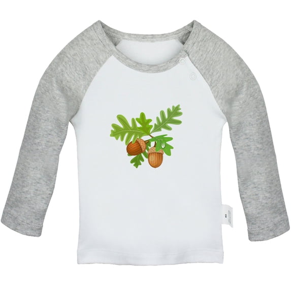 Nature Pattern Acorn T shirt For Baby, Newborn Babies T-shirts, Infant Tops, 0-24M Kids Graphic Tees Clothing (Long Gray Raglan T-shirt, 18-24 Months)
