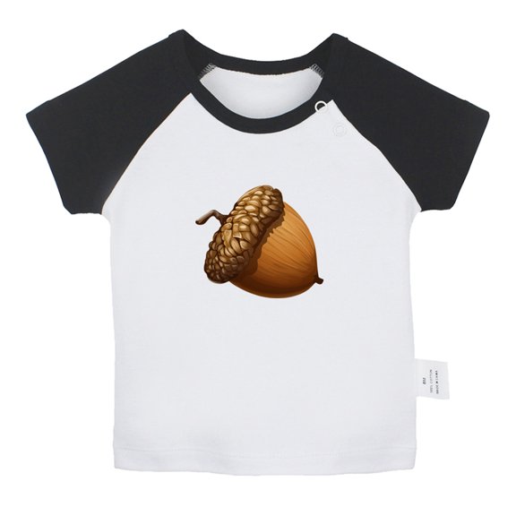 Nature Pattern Acorn T shirt For Baby, Newborn Babies T-shirts, Infant Tops, 0-24M Kids Graphic Tees Clothing (Short Black Raglan T-shirt, 6-12 Months)