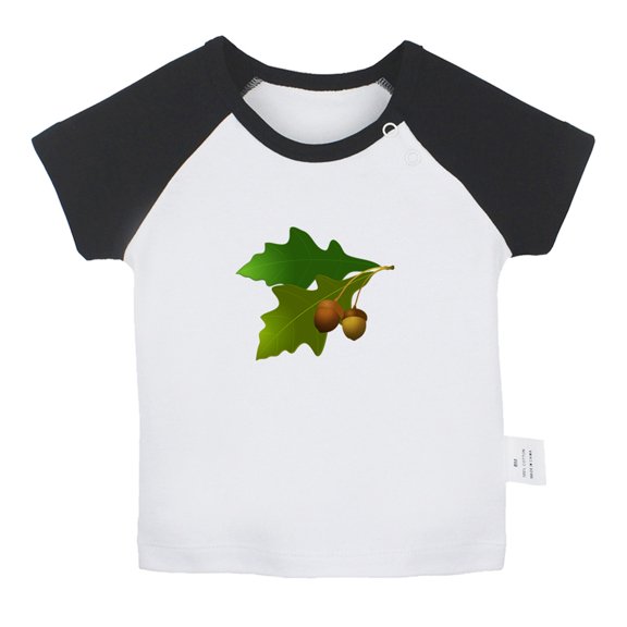 Nature Pattern Acorn T shirt For Baby, Newborn Babies T-shirts, Infant Tops, 0-24M Kids Graphic Tees Clothing (Short Black Raglan T-shirt, 6-12 Months)