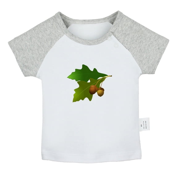 Nature Pattern Acorn T shirt For Baby, Newborn Babies T-shirts, Infant Tops, 0-24M Kids Graphic Tees Clothing (Short Gray Raglan T-shirt, 6-12 Months)