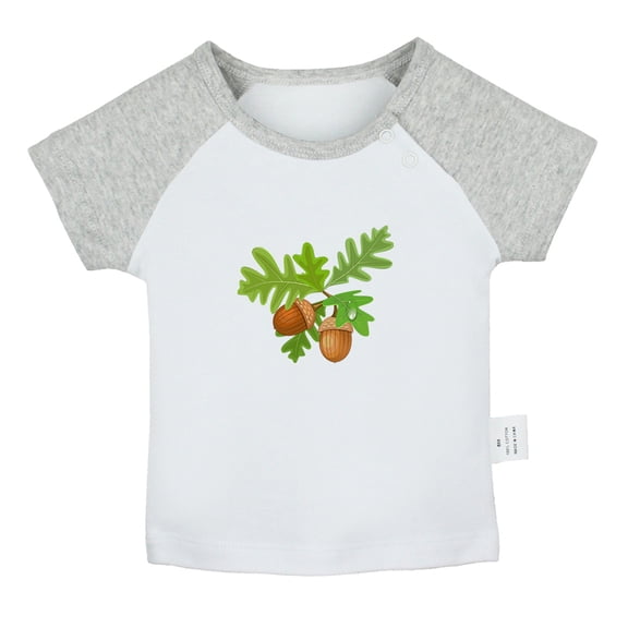 Nature Pattern Acorn T shirt For Baby, Newborn Babies T-shirts, Infant Tops, 0-24M Kids Graphic Tees Clothing (Short Gray Raglan T-shirt, 6-12 Months)