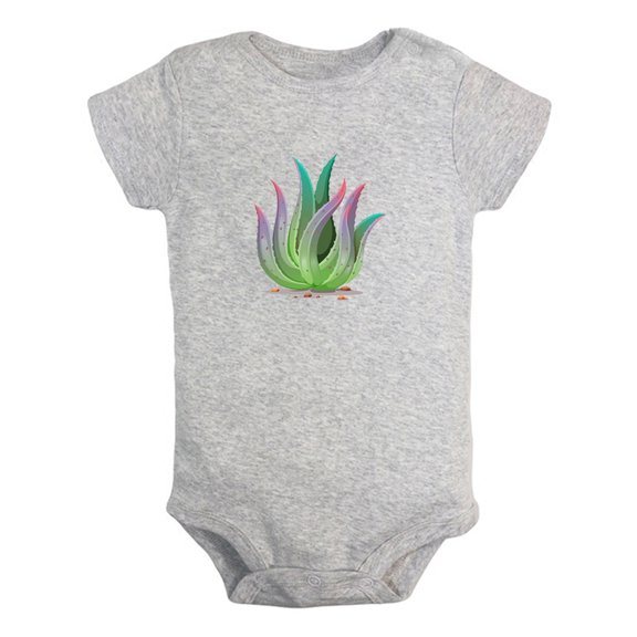 Nature Pattern Aloe Vera Rompers For Babies, Newborn Baby Unisex Bodysuits, Infant Jumpsuits, Toddler 0-24 Months Kids One-Piece Oufits (Gray, 0-6 Months)