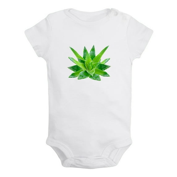 Nature Pattern Aloe Vera Rompers For Babies, Newborn Baby Unisex Bodysuits, Infant Jumpsuits, Toddler 0-24 Months Kids One-Piece Oufits (White, 0-6 Months)