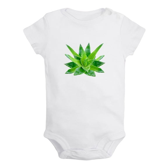 Nature Pattern Aloe Vera Rompers For Babies, Newborn Baby Unisex Bodysuits, Infant Jumpsuits, Toddler 0-24 Months Kids One-Piece Oufits (White, 18-24 Months)
