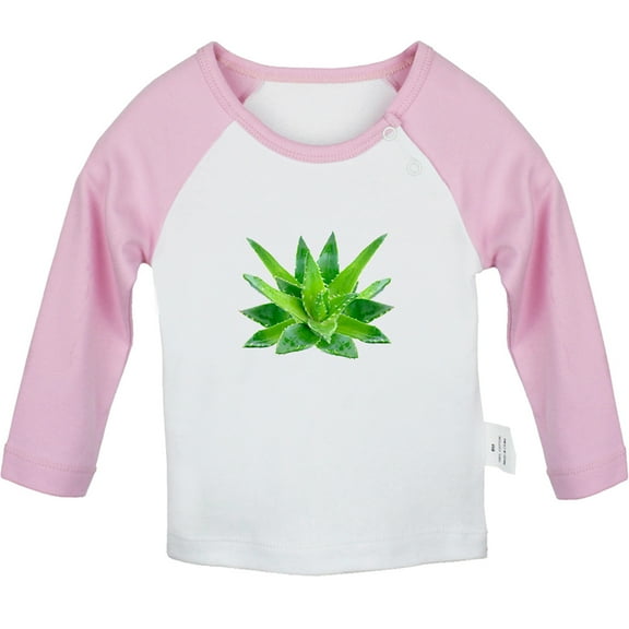 Nature Pattern Aloe Vera T shirt For Baby, Newborn Babies T-shirts, Infant Tops, 0-24M Kids Graphic Tees Clothing (Long Pink Raglan T-shirt, 6-12 Months)