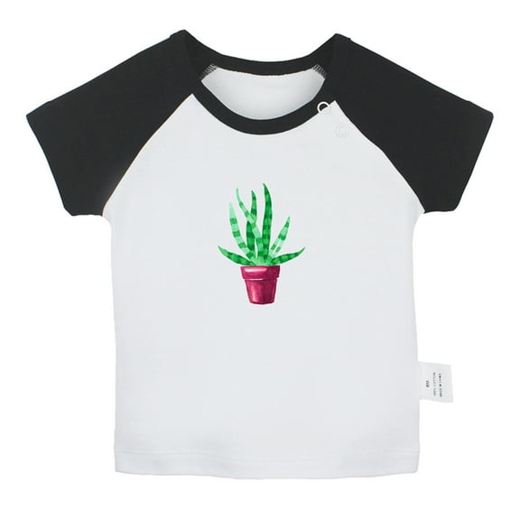 Nature Pattern Aloe Vera T shirt For Baby, Newborn Babies T-shirts, Infant Tops, 0-24M Kids Graphic Tees Clothing (Short Black Raglan T-shirt, 18-24 Months)